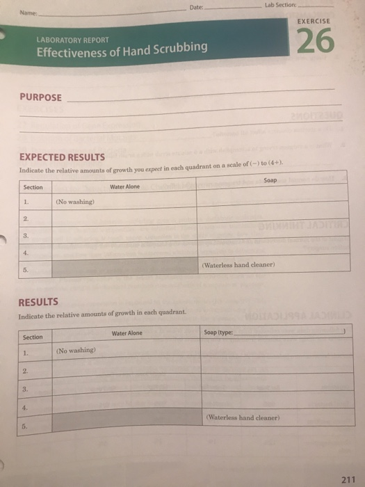 Lab Section: Date EXERCISE 26 LABORATORY REPORT Ef... | Chegg.com