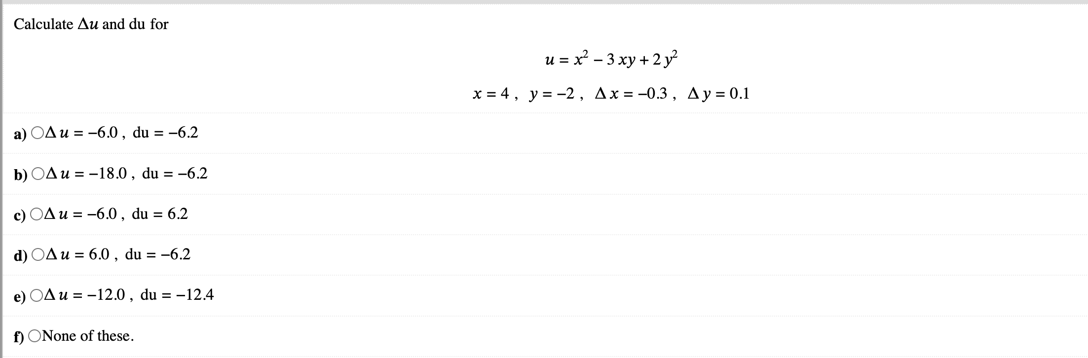 Solved Calculate Δu and du for | Chegg.com