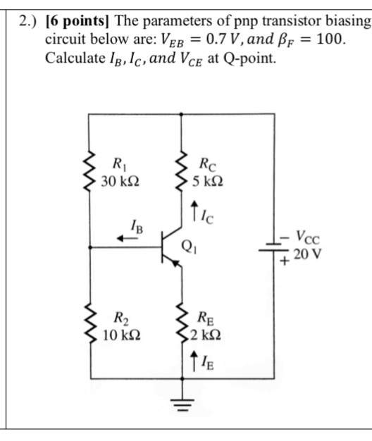 pnp transistor biasing calculator