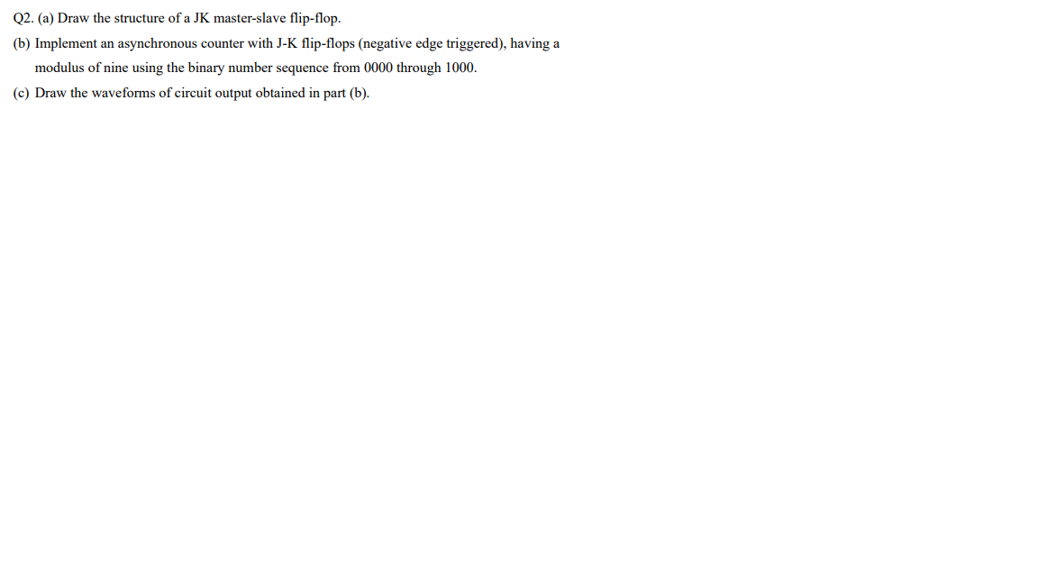 Solved Q2. (a) Draw the structure of a JK master-slave | Chegg.com