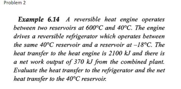 Solved Example 6.14 A reversible heat engine operates | Chegg.com