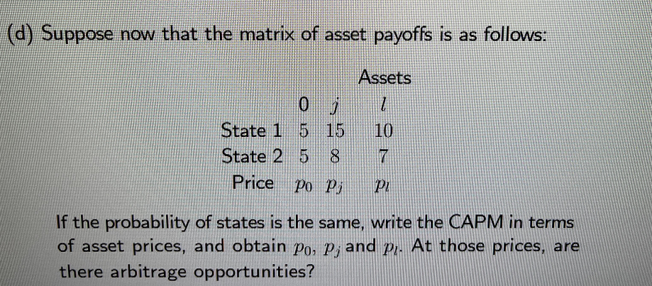 Solved B1 Capital Asset Pricing Model And Arbitrage Pricing | Chegg.com