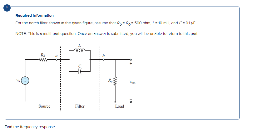 Solved Required Information For The Notch Filter Shown In | Chegg.com