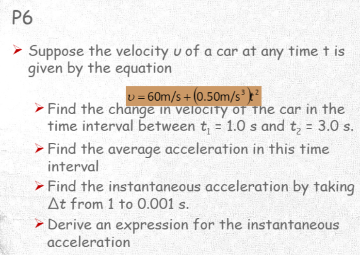 Suppose the velocity u of a car at any time t is | Chegg.com