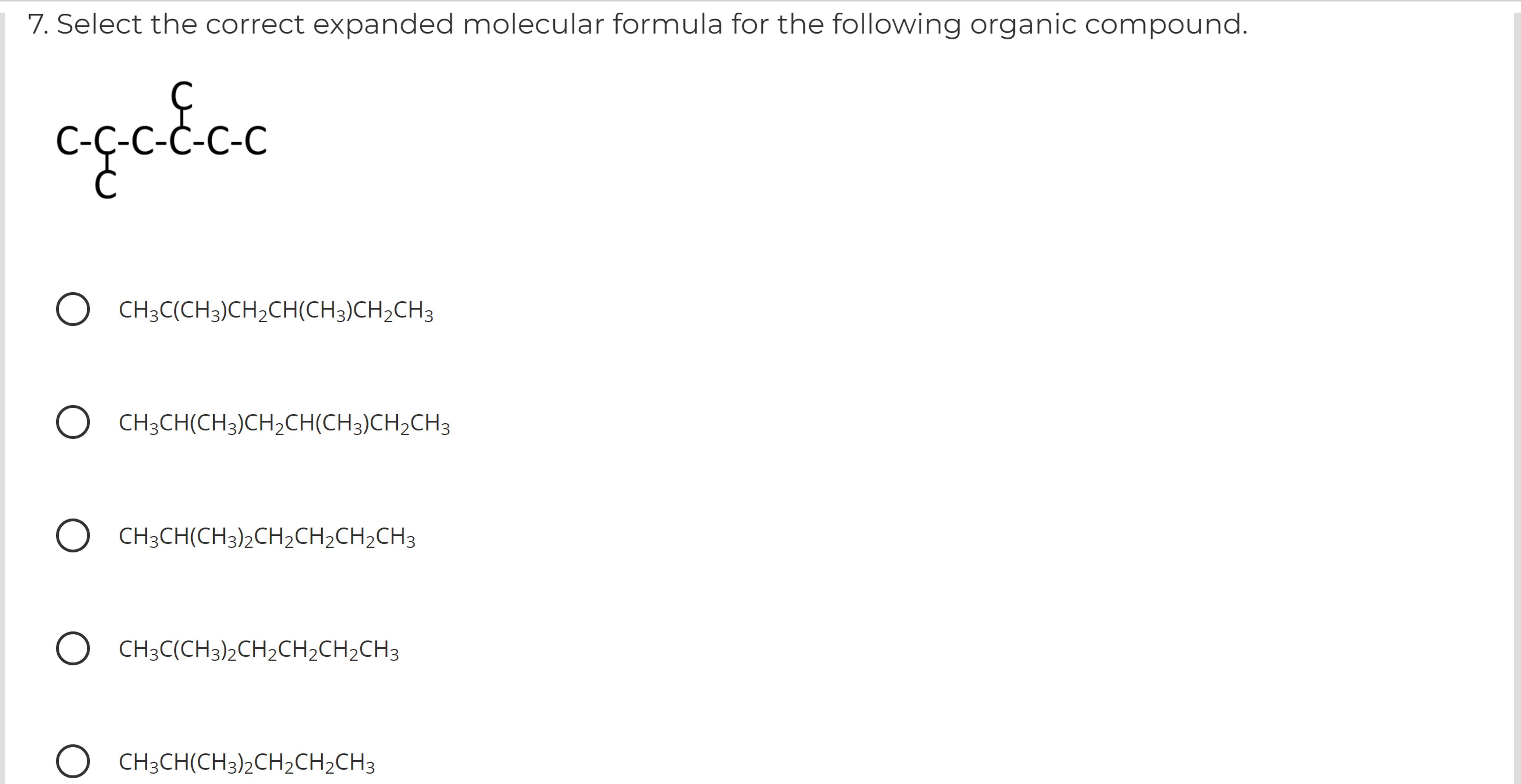 Solved Select the correct expanded molecular formula for the | Chegg.com