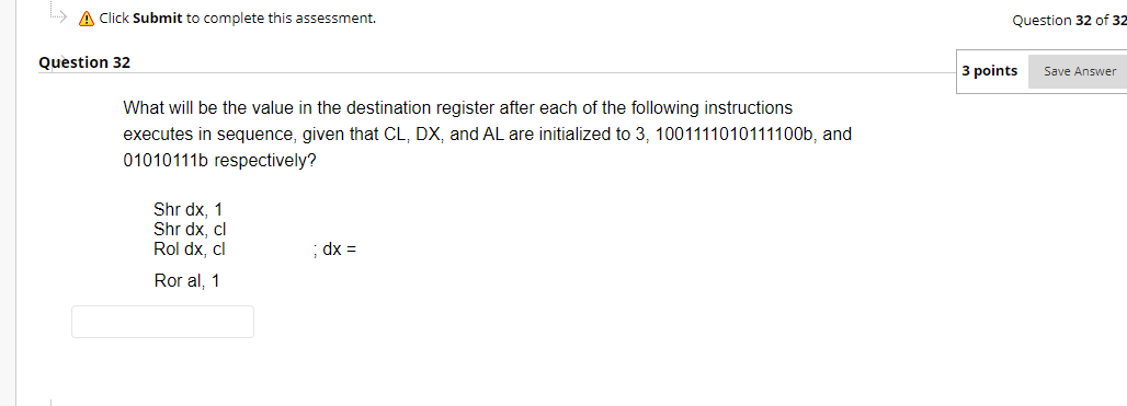 Solved Click Submit to complete this assessment. 3 points | Chegg.com