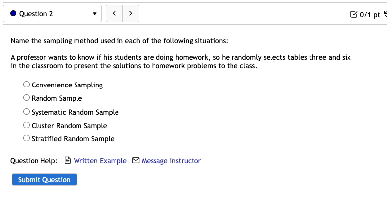 Solved Name the sampling method used in each of the | Chegg.com