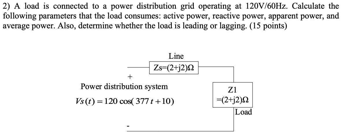 Solved 2) A load is connected to a power distribution grid | Chegg.com