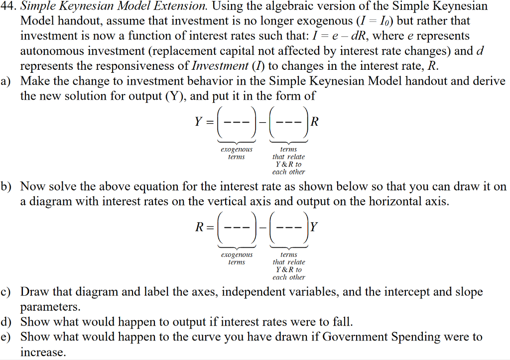 Solved 44. Simple Keynesian Model Extension. Using The | Chegg.com