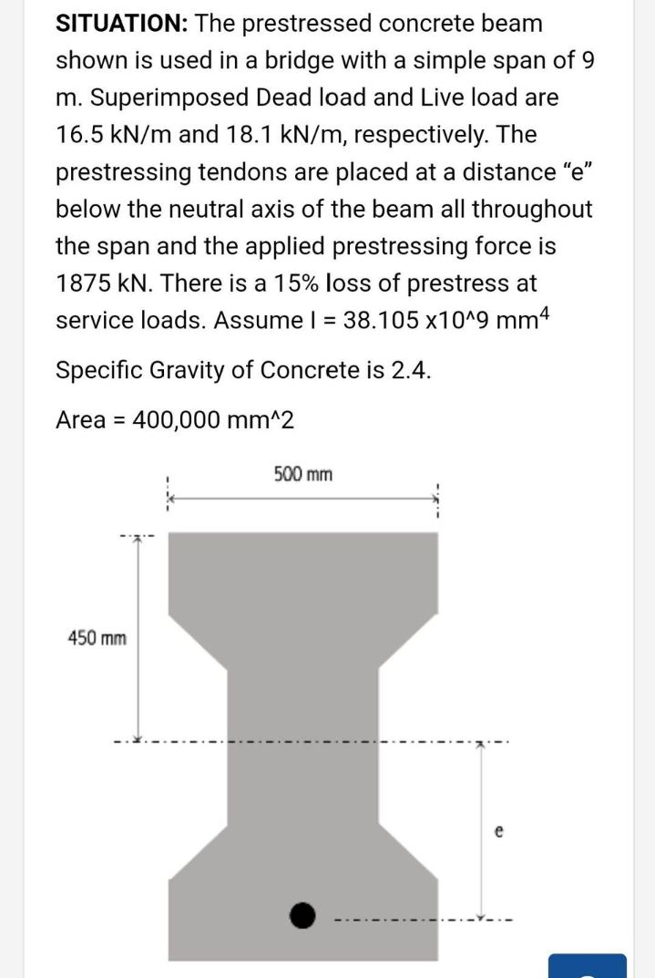 Solved SITUATION: The Prestressed Concrete Beam Shown Is | Chegg.com