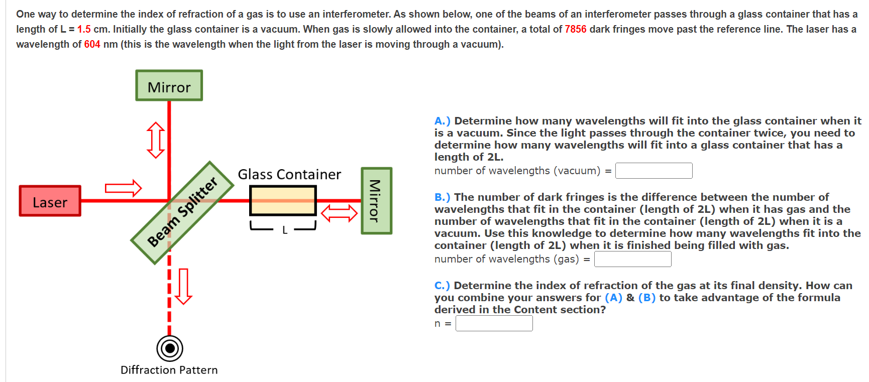 Solved One way to determine the index of refraction of a gas