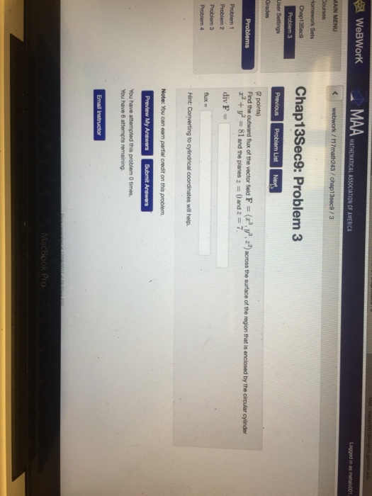 Solved WeBWorK Chap13Sec9: Problem 3 You have 6 attempts | Chegg.com