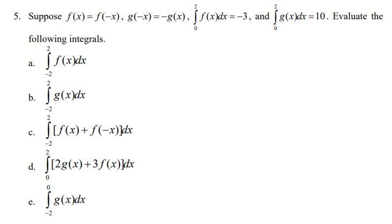 Solved 5 Suppose F X F X G X G X ſ X Dx 3 Chegg Com