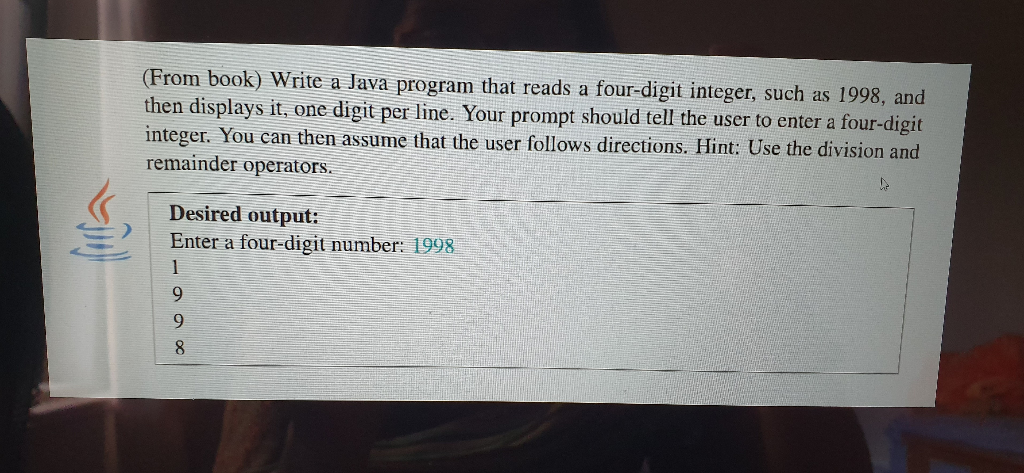 Solved (From book) Write a Java program that reads a | Chegg.com