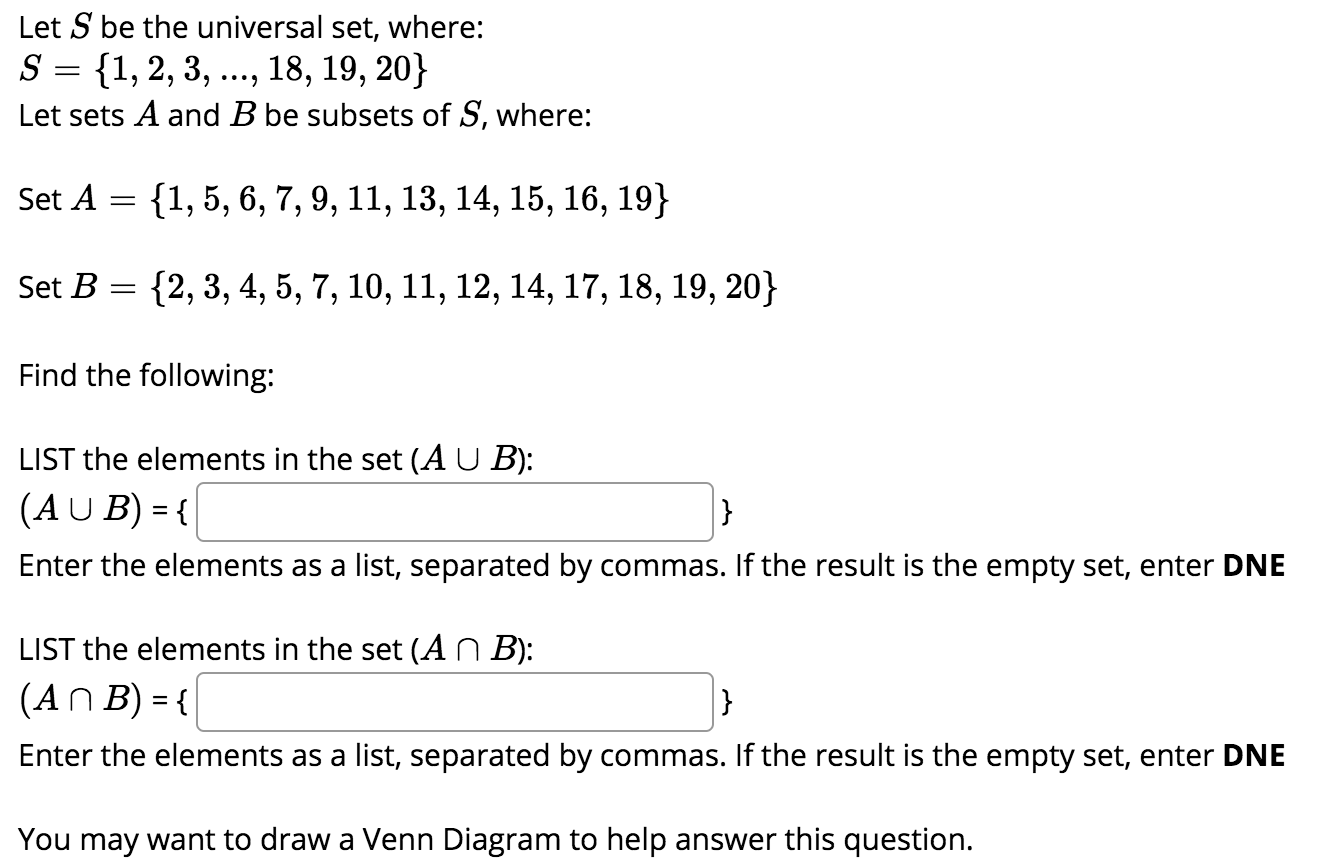 Solved Let S be the universal set, where: S = {1, 2, 3, ..., | Chegg.com