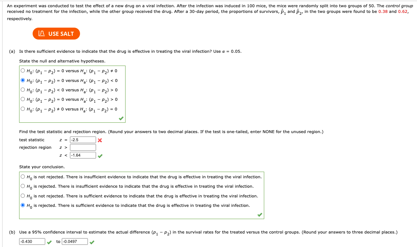 Solved An experiment was conducted to test the effect of a | Chegg.com