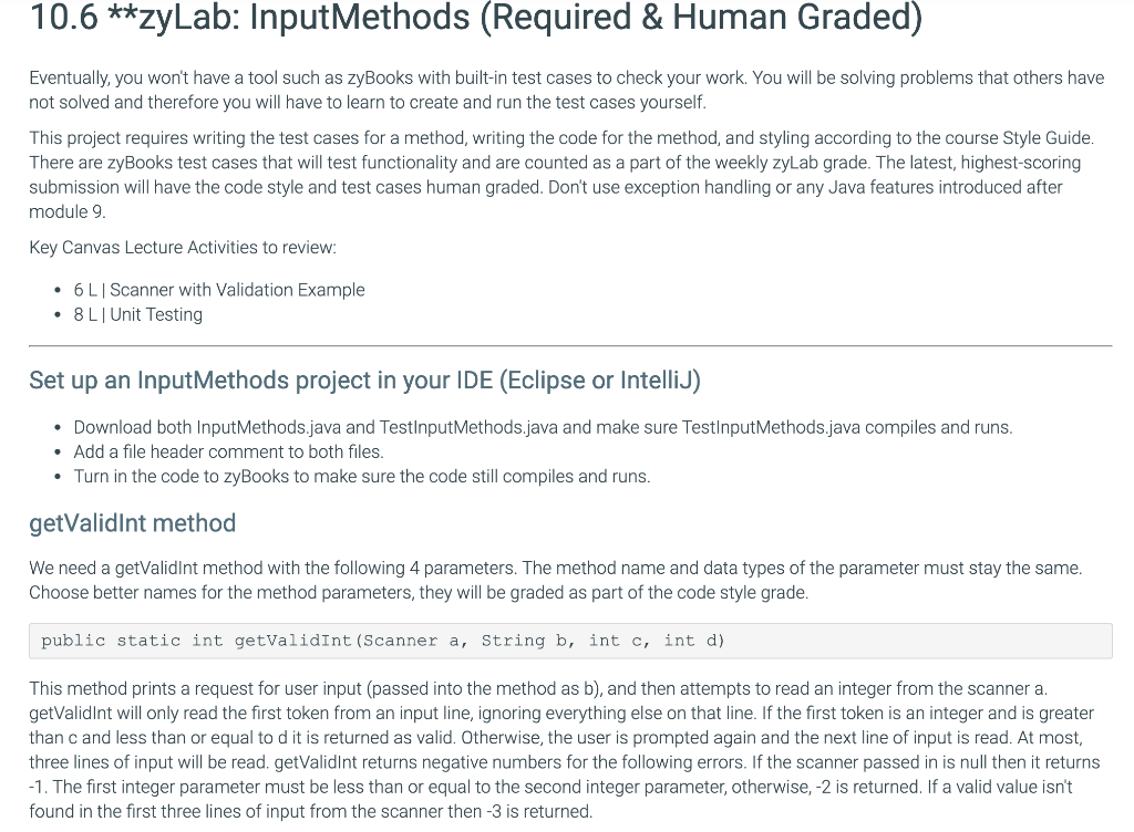 Solved 10.6 **zyLab: Input Methods (Required & Human Graded) | Chegg.com