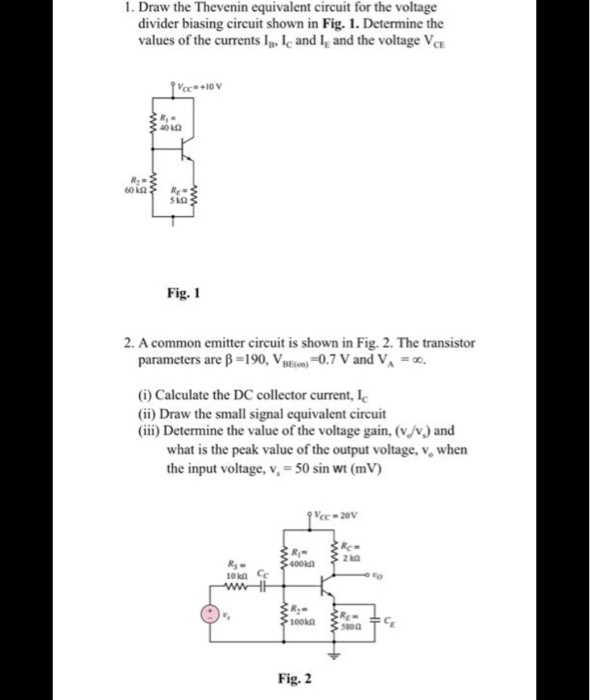 Solved 1. Draw the Thevenin equivalent circuit for the | Chegg.com