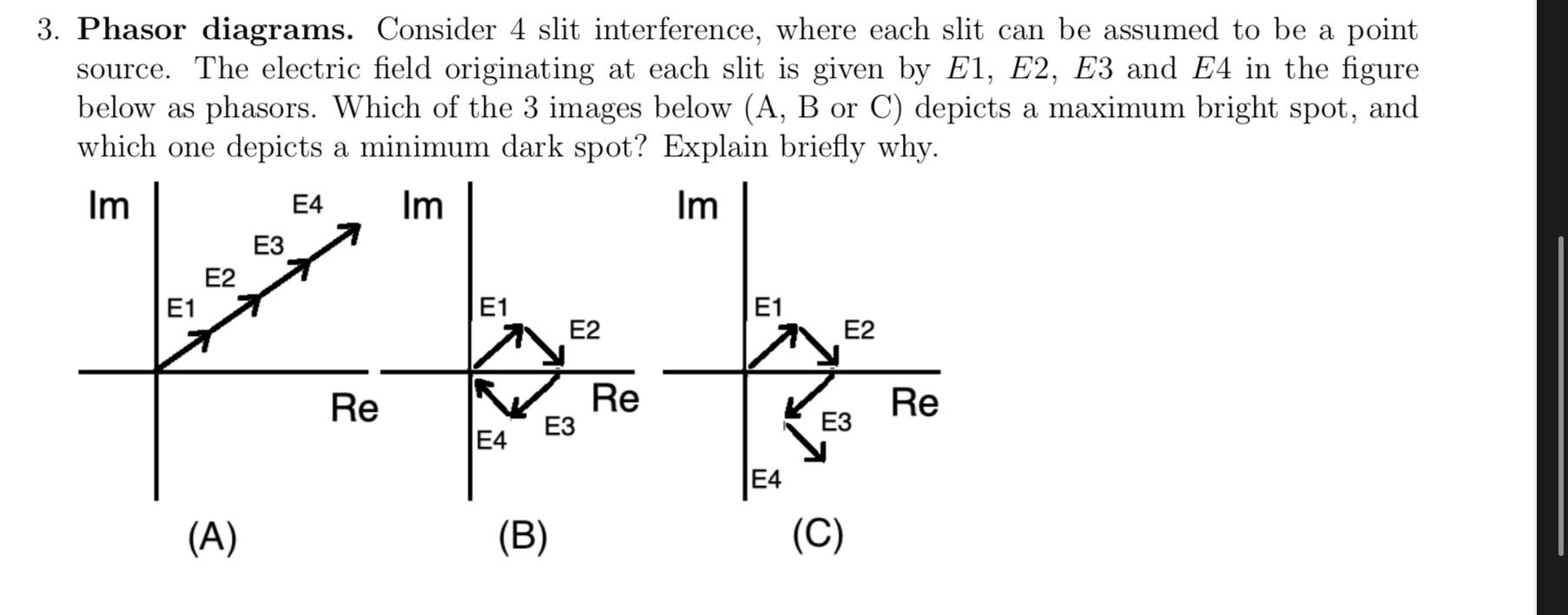 Solved 3. Phasor diagrams. Consider 4 slit interference, | Chegg.com