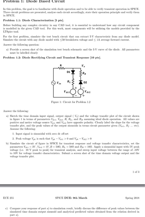 Solved Problem 1: Diode Based Circuit In this problem, the | Chegg.com