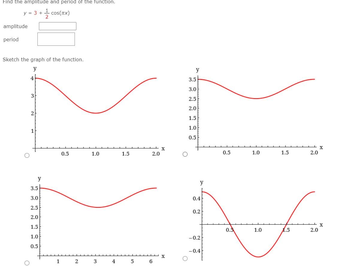 Solved Find the amplitude and period of the function, and | Chegg.com