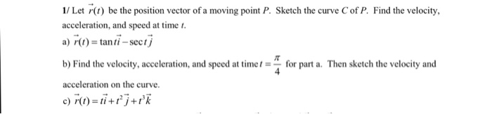 Solved I/ Let r() be the position vector of a moving point | Chegg.com