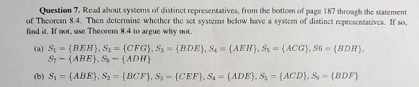 Solved Question 7. Read about systems of distinct | Chegg.com