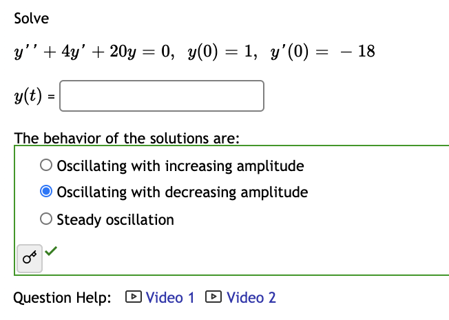 Solved Solve y" – 10y' + 50y = 0, y(0) = 3, y'(0) = 0 g(t) = | Chegg.com