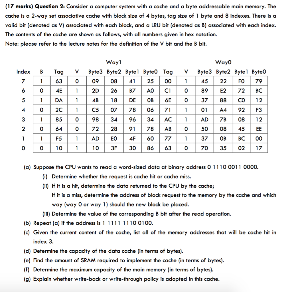 Solved (17 marks) Question 2: Consider a computer system | Chegg.com