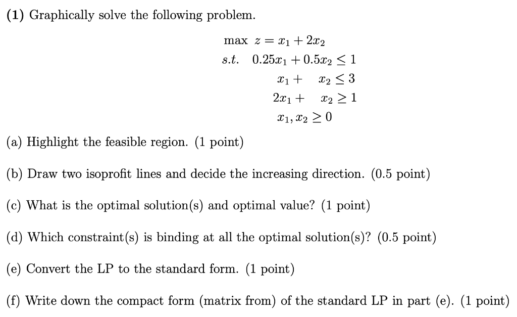 Solved (1) Graphically Solve The Following Problem. Max S.t. | Chegg.com