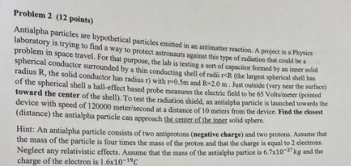 Solved Problem 2 (12 points) Antialpha particles are | Chegg.com