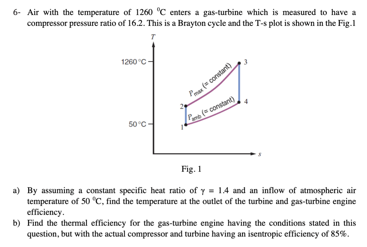 Solved 6- Air with the temperature of 1260∘C enters a | Chegg.com