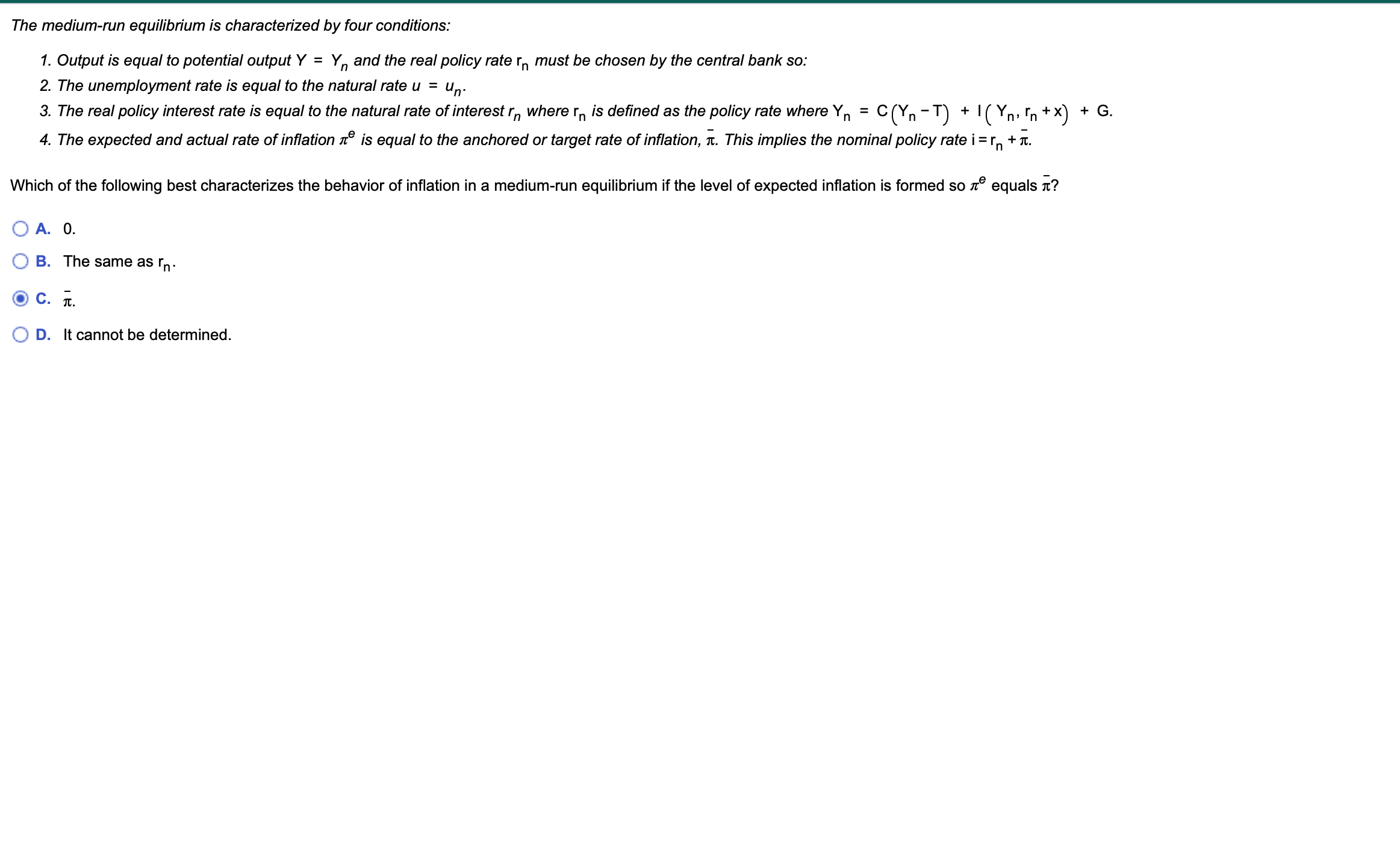 Solved The medium-run equilibrium is characterized by four | Chegg.com