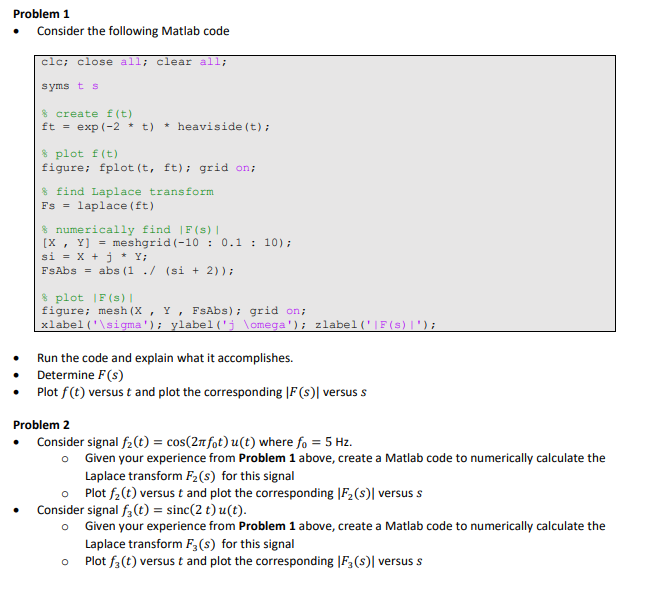 Solved Problem 1 Consider the following Matlab code clc; | Chegg.com