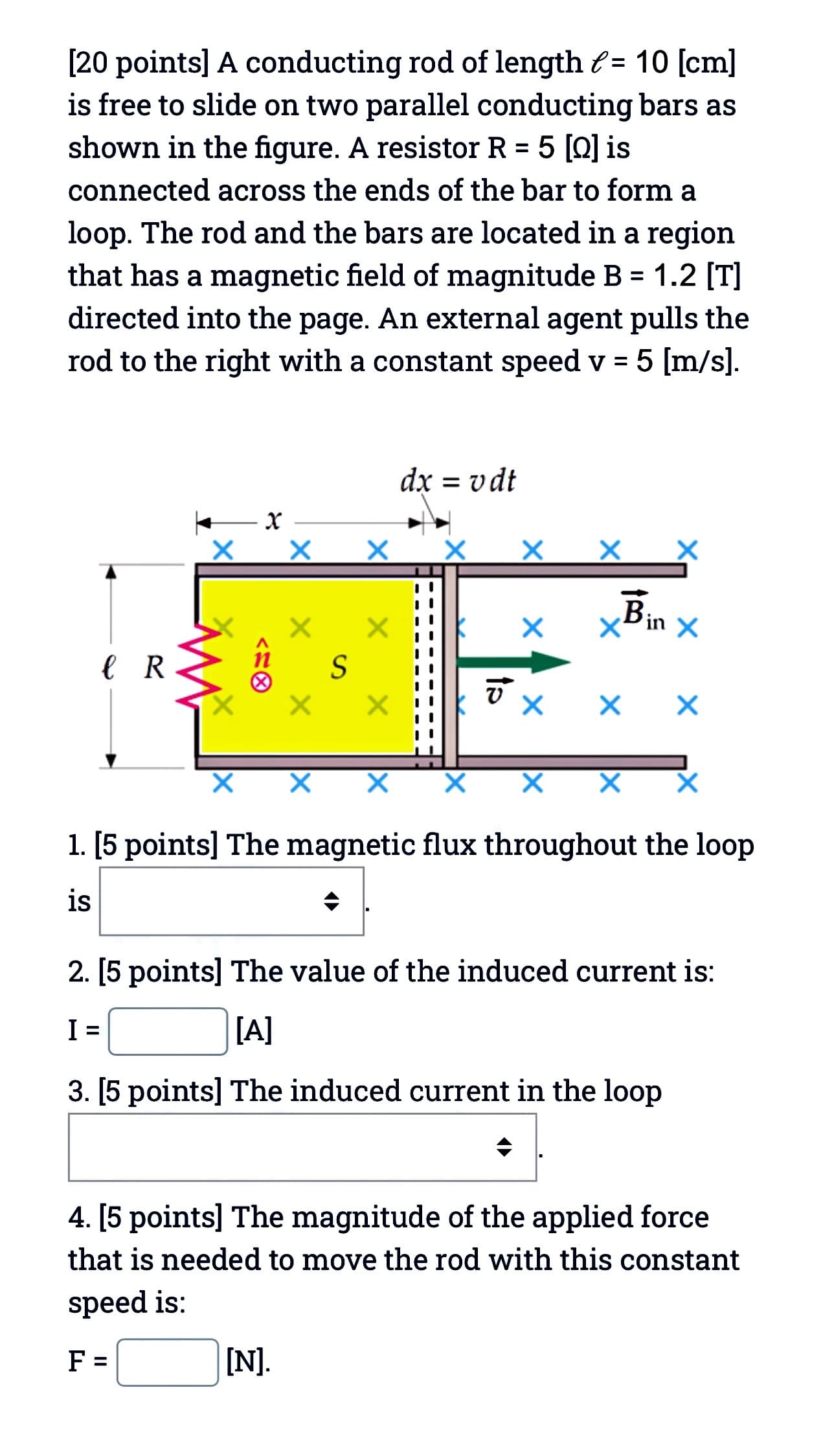 Solved [20 points] A conducting rod of length ℓ=10[ cm] is | Chegg.com