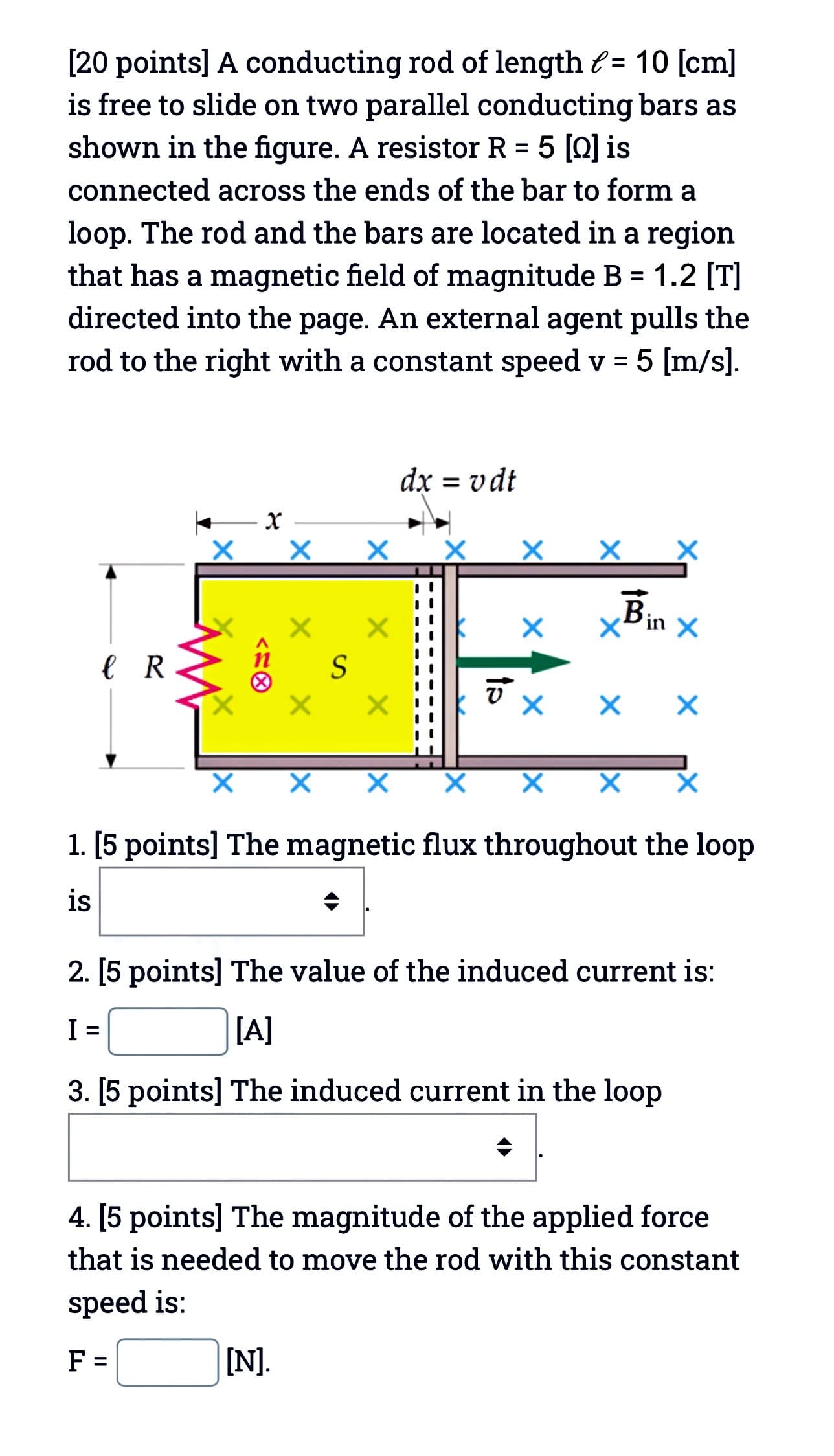 Solved [20 Points] A Conducting Rod Of Length ℓ=10[ Cm] Is | Chegg.com