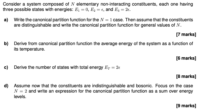 Solved Consider a system composed of N elementary | Chegg.com