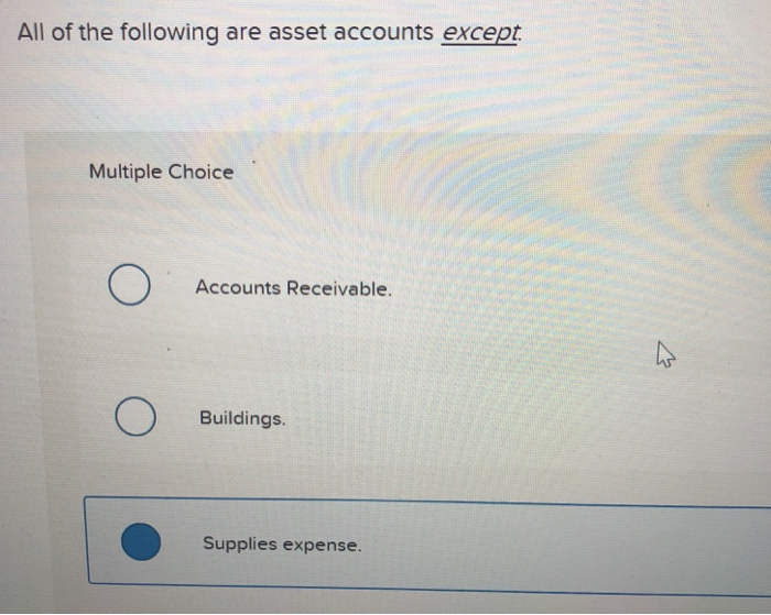 All Of The Following Are Considered Fixed Assets Except Solved All of the following are asset accounts except | Chegg.com