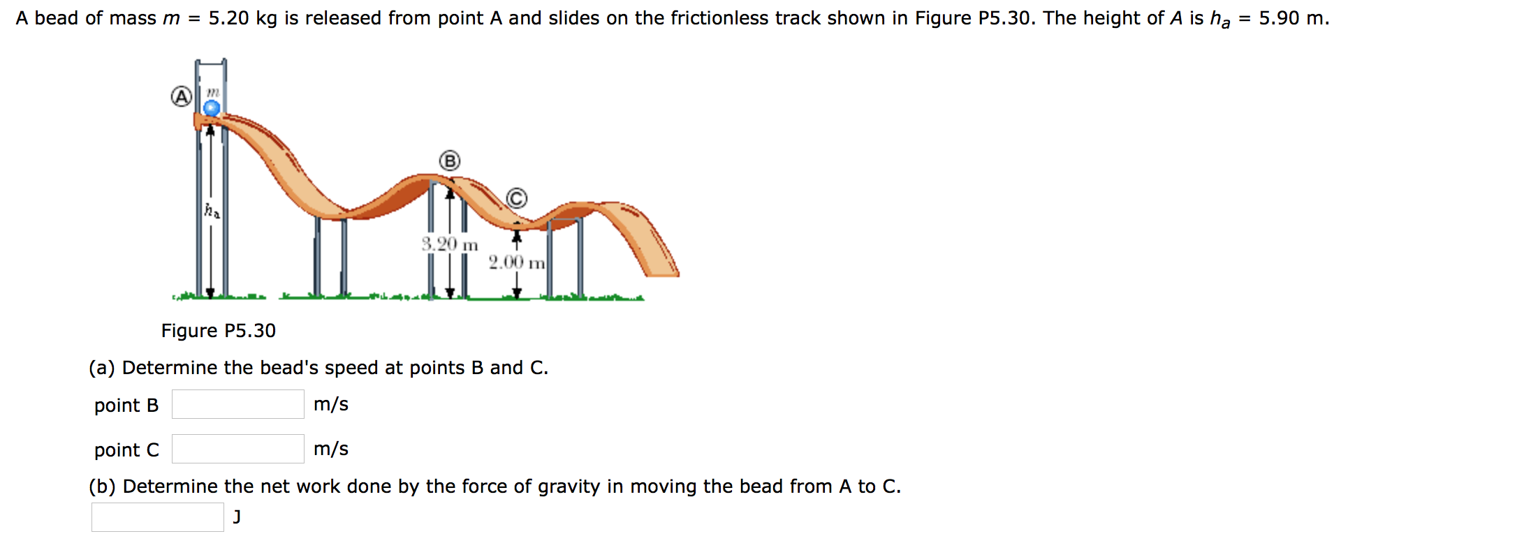 Solved A bead of mass m = 5.20 kg is released from point A | Chegg.com