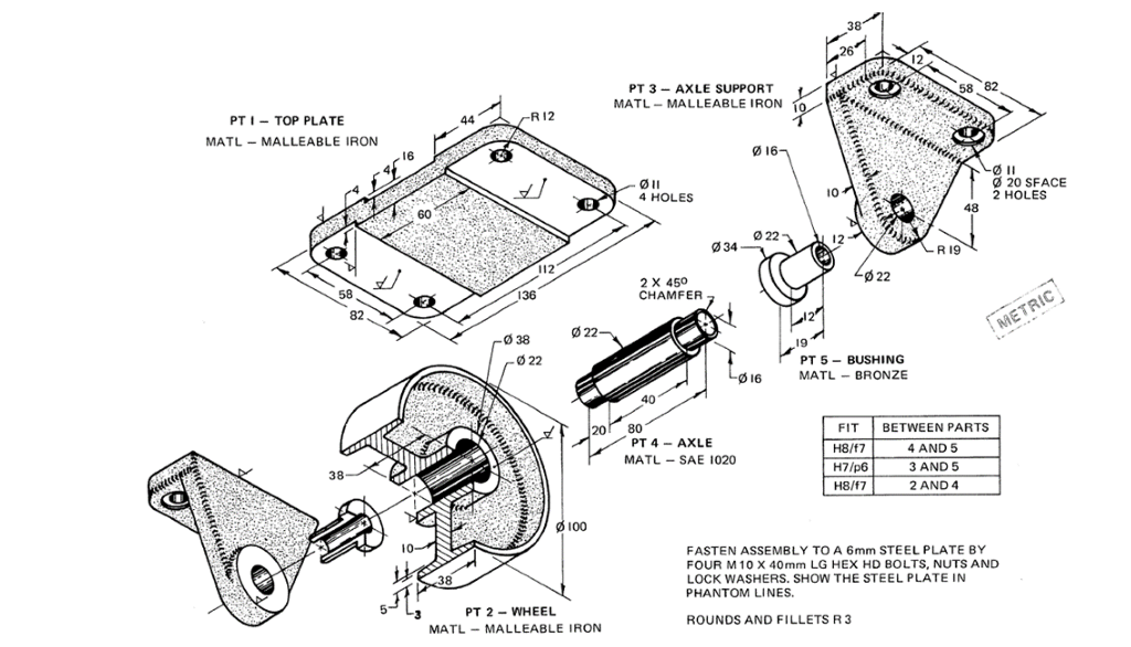 Solved 1. Model The Individual Parts Using Solidworks: 5 | Chegg.com