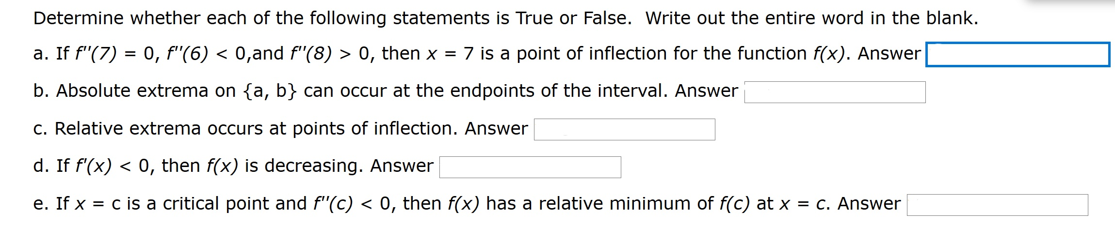 Solved Determine whether each of the following statements is | Chegg.com