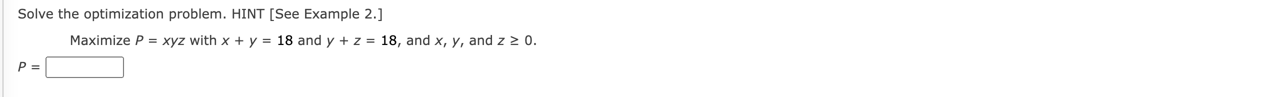 Solved Solve the optimization problem. HINT [See Example 2.] | Chegg.com