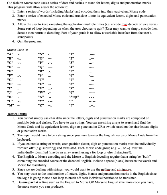 (Solved) : Old Fashion Morse Code Uses Series Dots Dashes Stand Letters ...