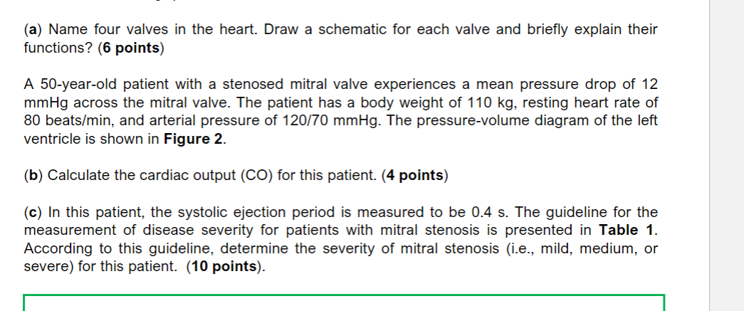 Solved (a) ﻿Name four valves in the heart. Draw a schematic | Chegg.com