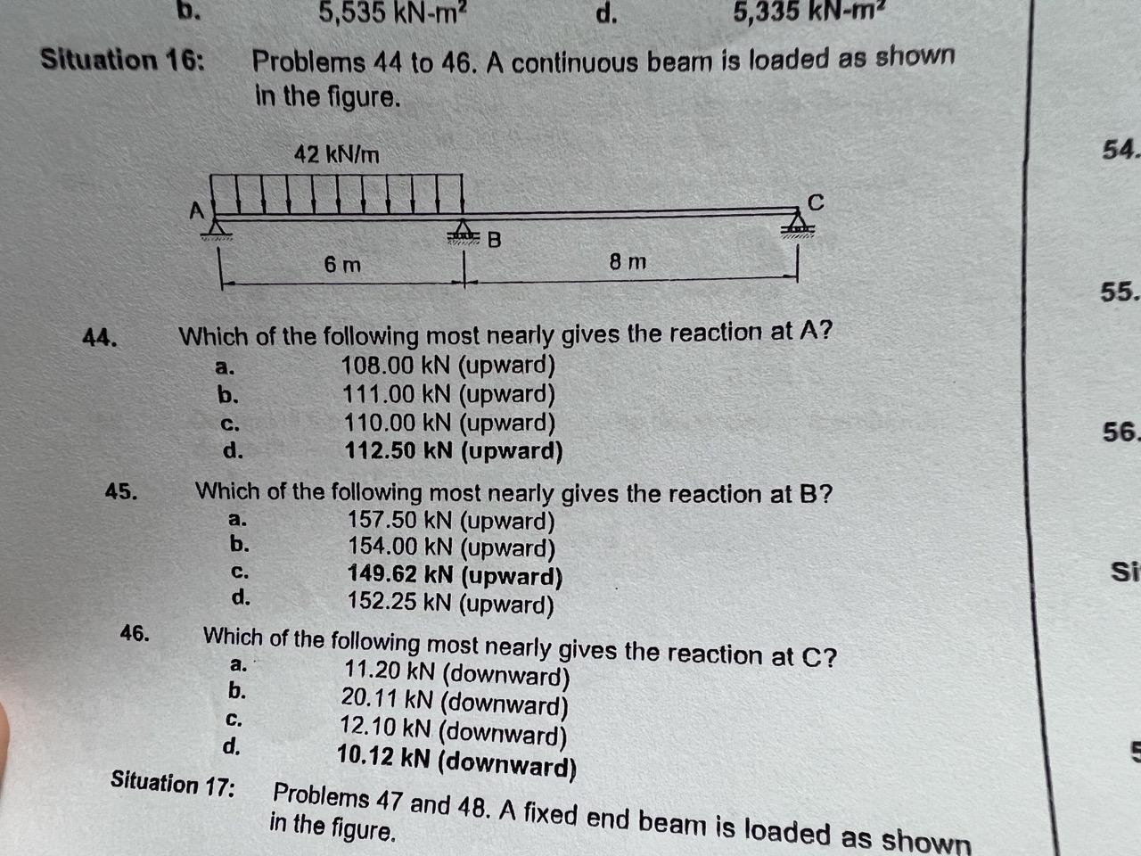 Solved uation 16: Problems 44 to 46. A continuous beam is | Chegg.com