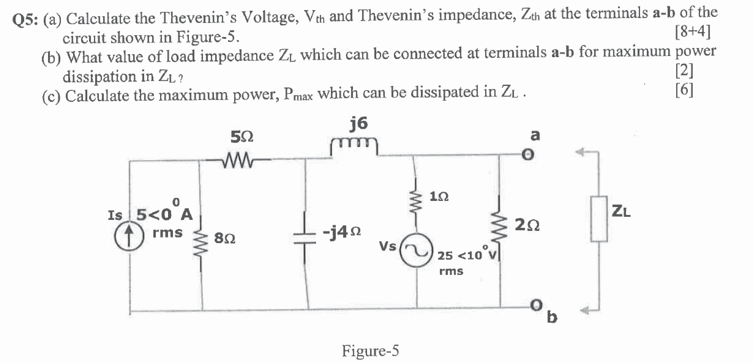 Solved Q5 (a) Calculate the Thevenin's Voltage, Vth and