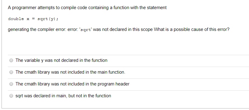 Solved A programmer attempts to compile code containing a | Chegg.com