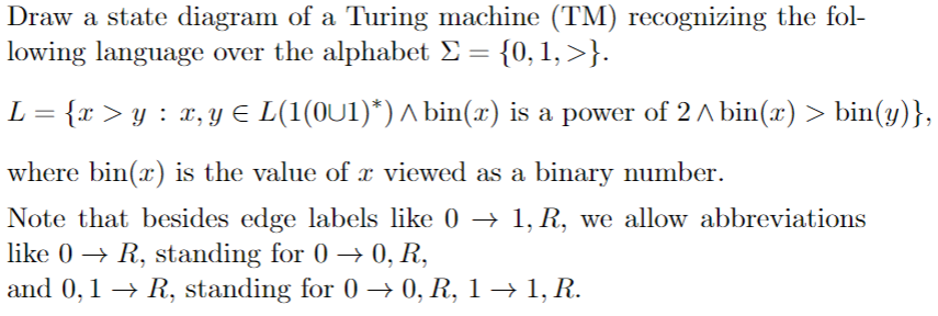 Solved Draw a state diagram of a Turing machine (TM) | Chegg.com