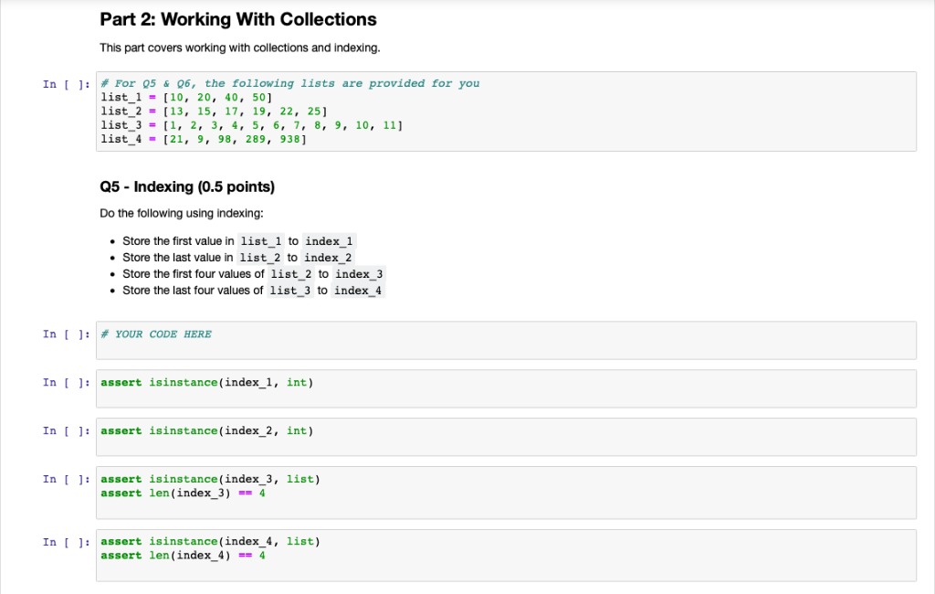 Solved: Part 2: Working With Collections This Part Covers ... | Chegg.com