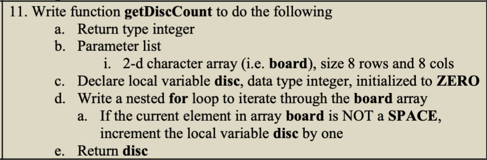 Solved 11. Write function getDiscCount to do the following | Chegg.com